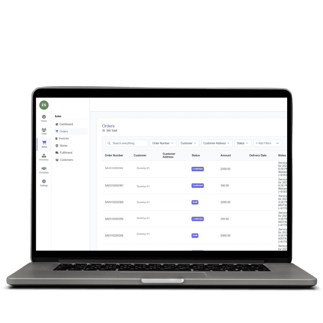 Sales module screenshot
